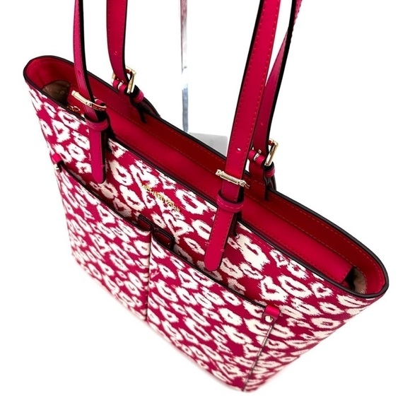 Michael Kors Jet Set Medium Pocket Tote Bag Electric Pink Multi - Picture 7 of 11